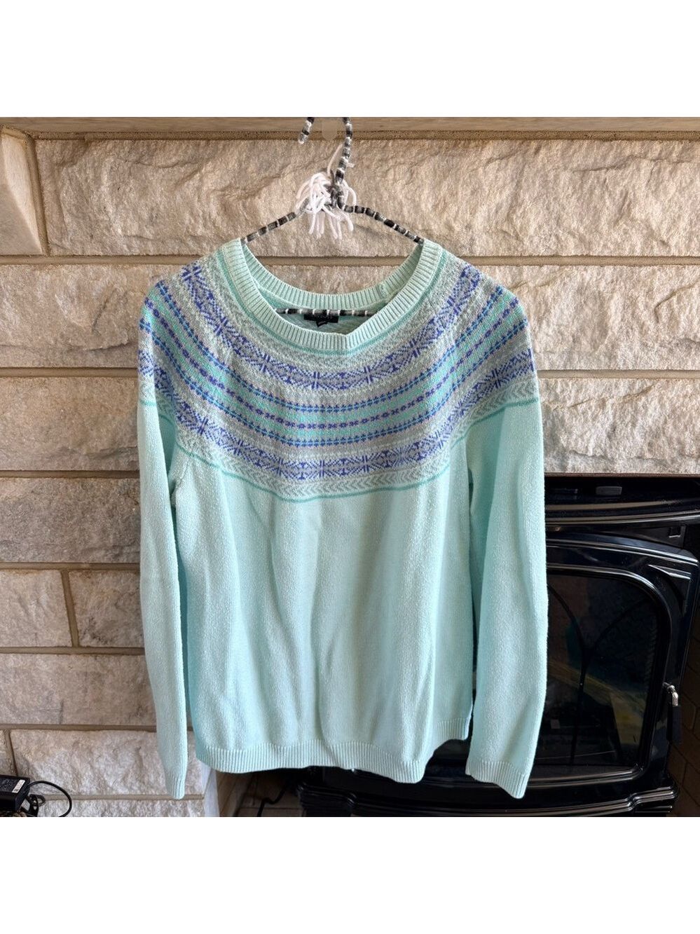 Talbots Light Blue Fair Isle Sweater Large